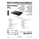 Sony BDP-BX110, BDP-BX310, BDP-S1100, BDP-S3100 Service Manual