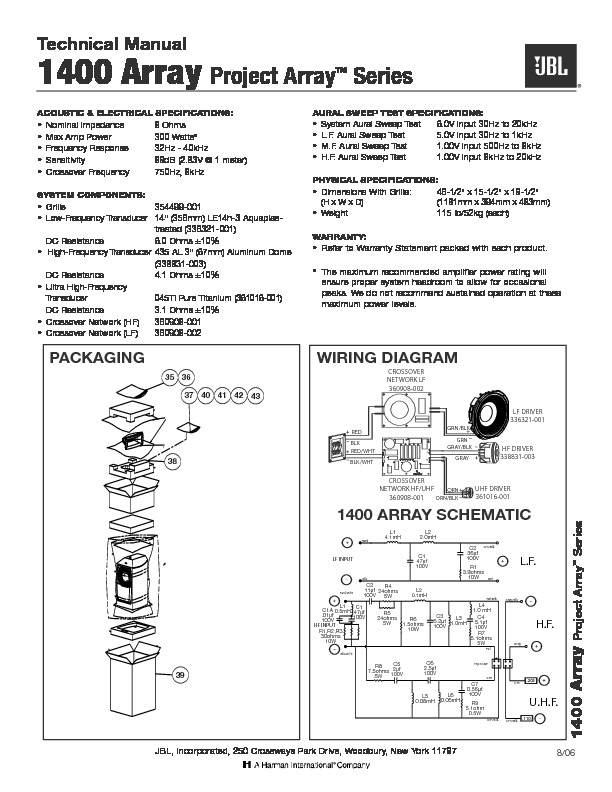 Brandy Salg tildeling JBL 1400 ARRAY Service Manual — View online or Download repair manual