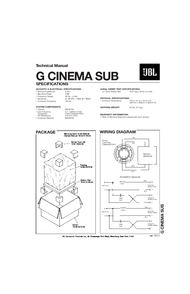 JBL G CINEMA SUB Service Manual — View 