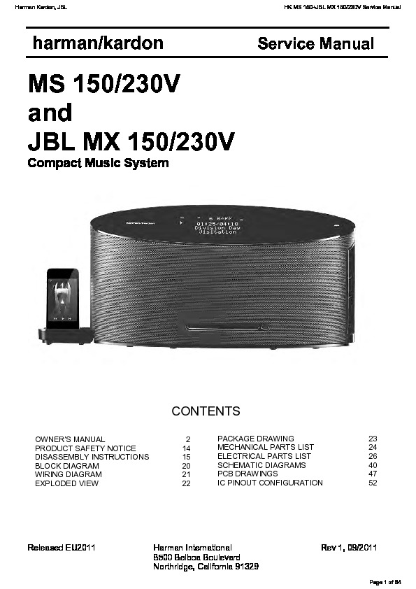 JBL MX 150 Service Manual — View online or Download repair manual