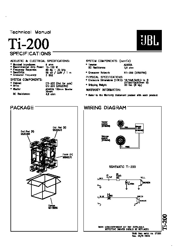 kaustisk snap Planet JBL TI 200 Service Manual — View online or Download repair manual