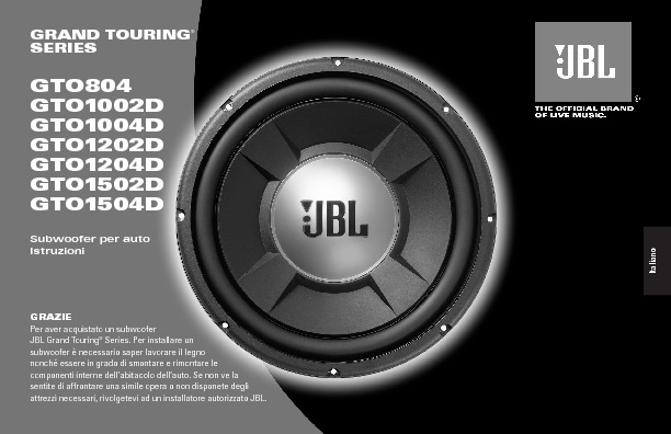 Dødelig Isse Gooey JBL GTO 1202D User Guide / Operation Manual — View online or Download  repair manual