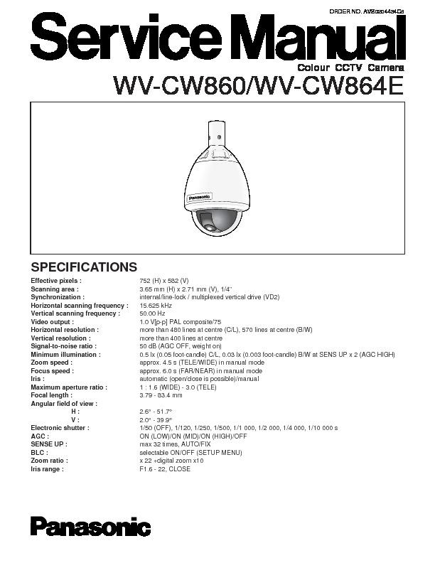 Panasonic WV-CW860, WV-CW864E Service Manual — View online or Download repair manual