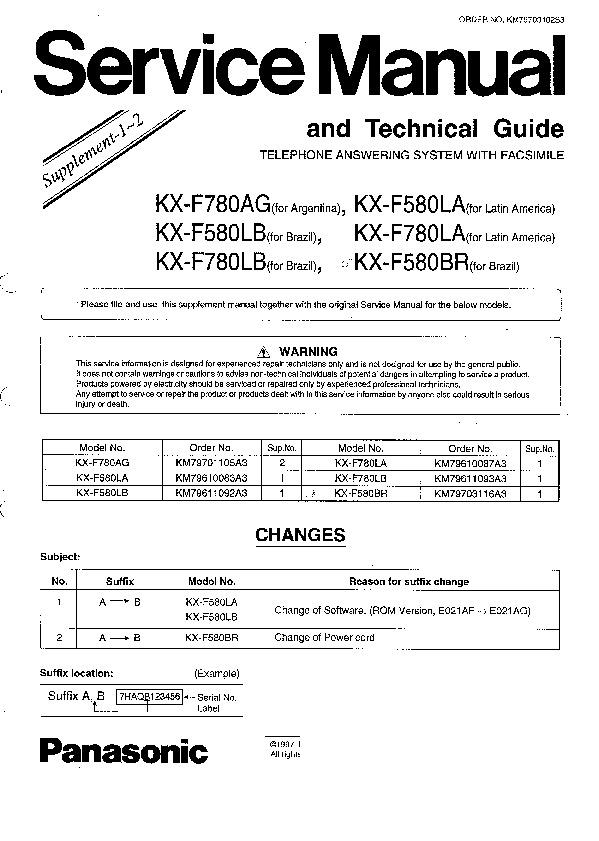 Инструкция на панасоник kx f580