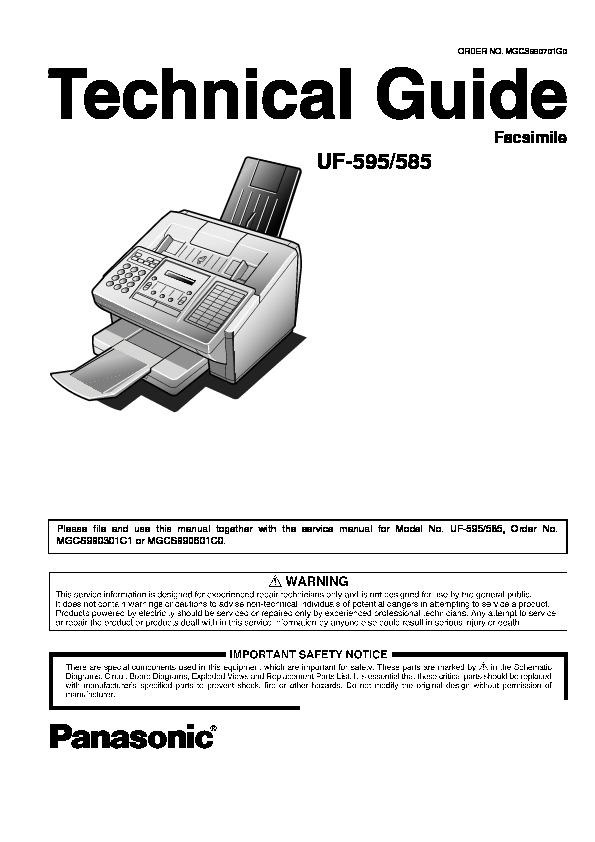 Panasonic UF-585, UF-595 Service Manual — View online or Download 