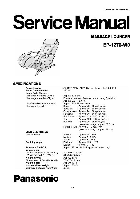Panasonic Ep 1270 W0 Service Manual View Online Or Download