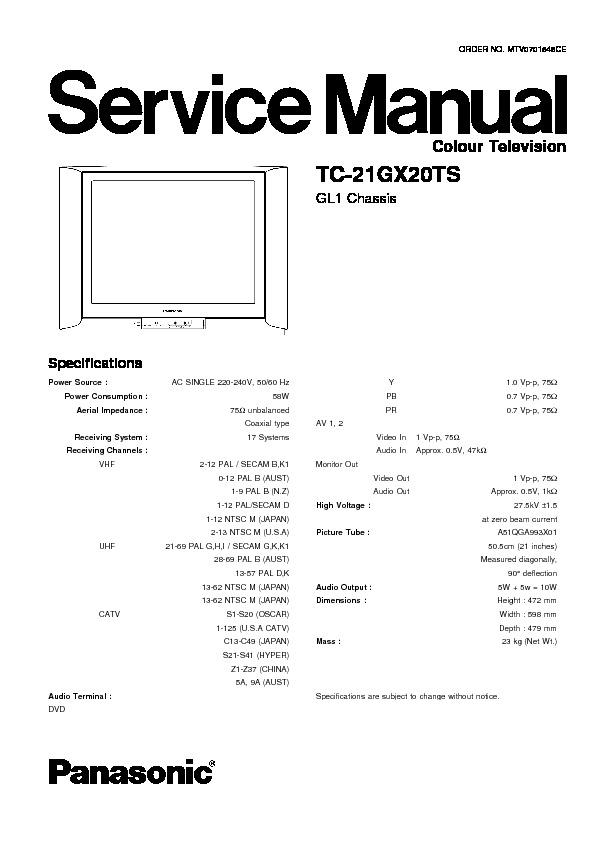 Panasonic Tc 21gxts Service Manual View Online Or Download Repair Manual