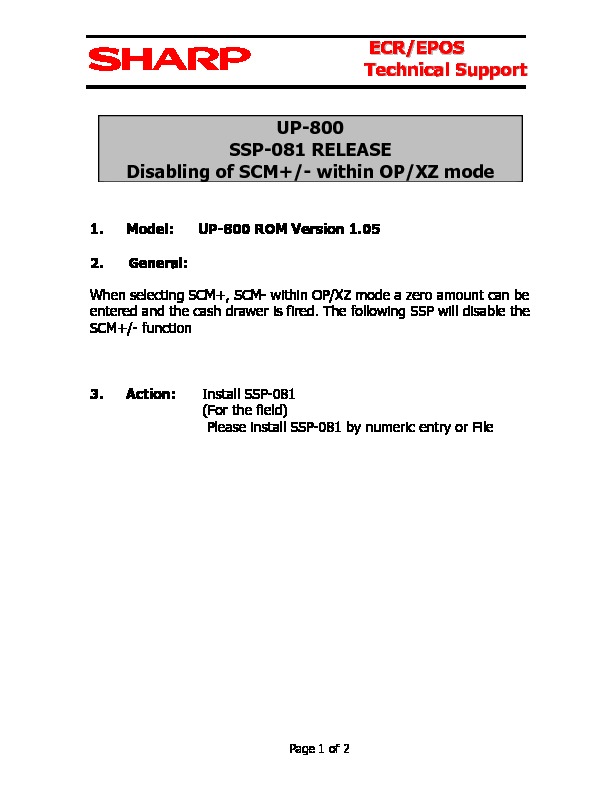 Systeem Uitleg: Sharp Up 810f Manual