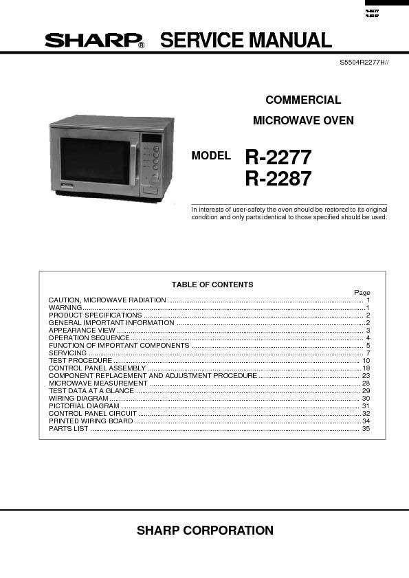 Sharp R 2287 Service Manual View Online Or Download Repair Manual