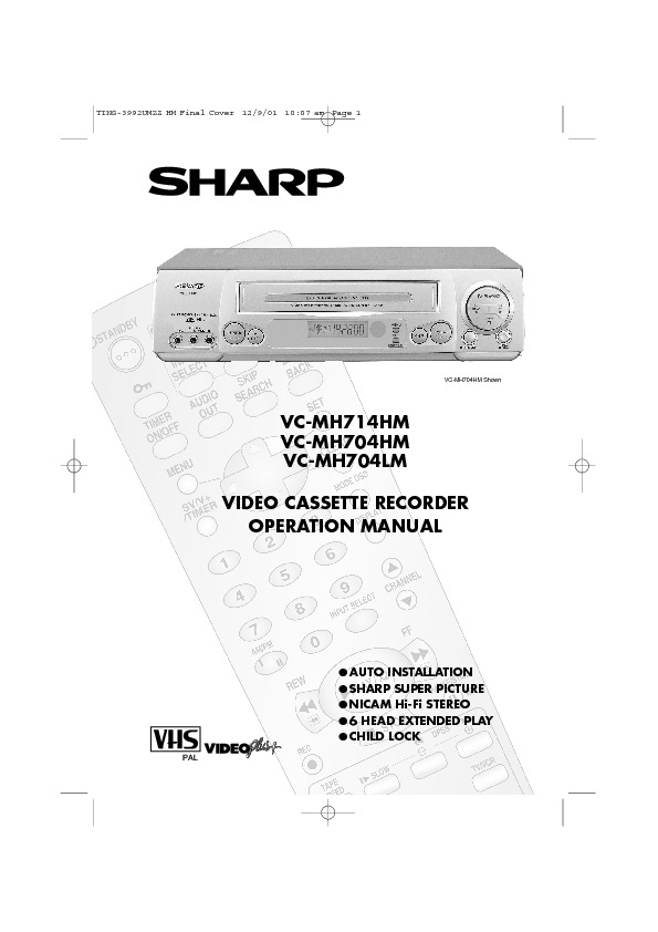 Sharp VC-MH704 (SERV.MAN7) User Guide / Operation Manual — View online