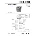 Sony CHC-TB10, CHC-TB20, HCD-TB20 Service Manual