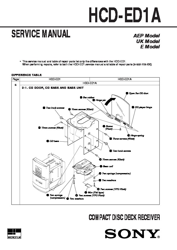 CMT Sony Manuale di Istruzioni Cmt ED1 Componente Sistema #2166 