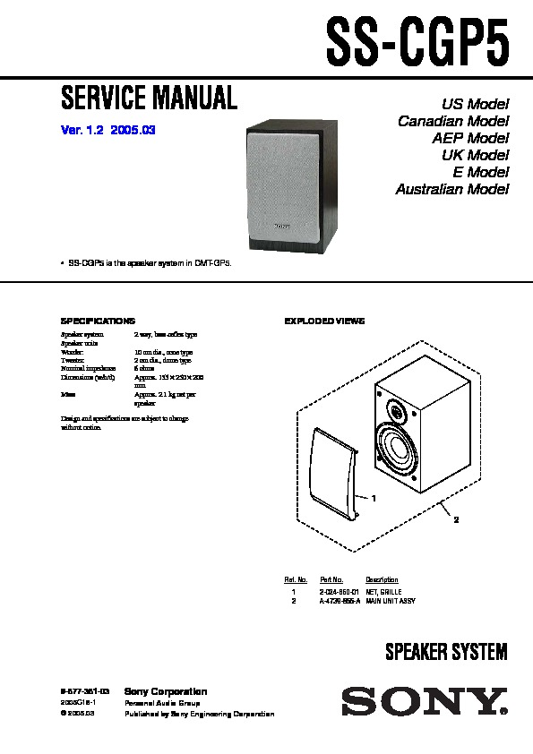 #2262 Manuale di istruzioni Sony CMT gp5 component system 