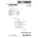 Sony DAV-FX900W Service Manual