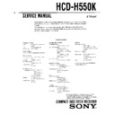 Sony FH-B511K, HCD-H550K Service Manual