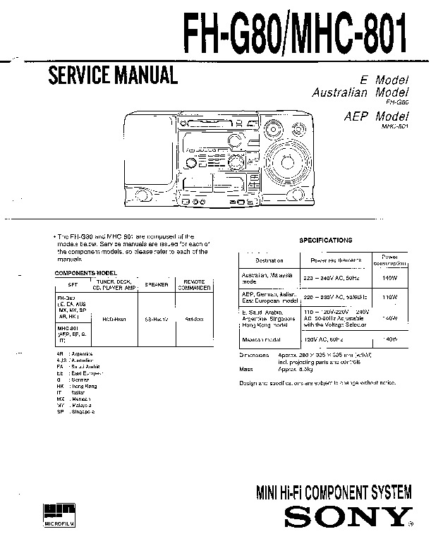 Sony FH-G80, HCD-H790, HCD-H801, MHC-801 Service Manual — View 