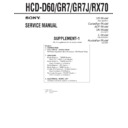 Sony HCD-D60, HCD-GR7, HCD-GR7J, HCD-RX70 Service Manual