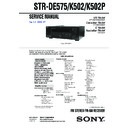 Sony HT-DDW830, STR-DE575, STR-K502, STR-K502P Service Manual