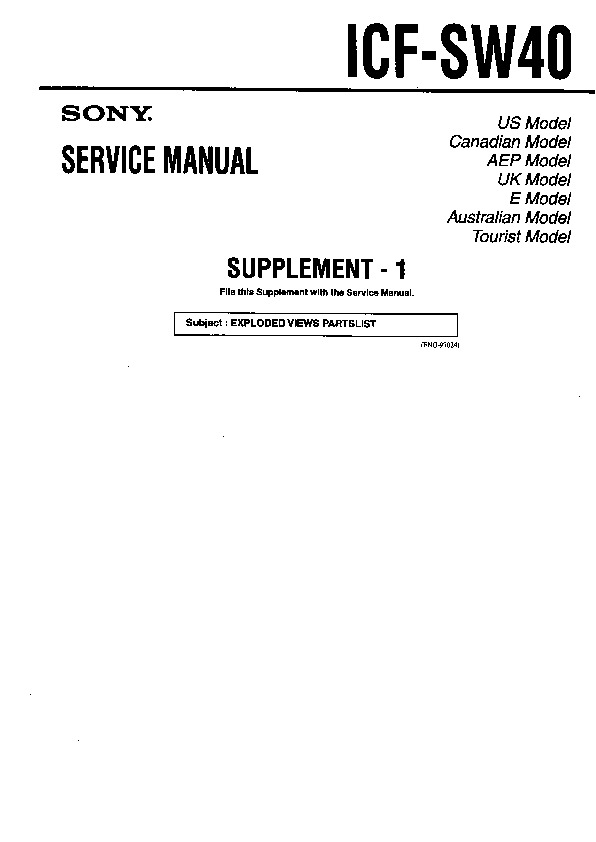 Sony ICF-SW40 (SERV.MAN2) Service Manual — View online or Download repair  manual