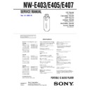 Sony NW-E403, NW-E405, NW-E407 Service Manual