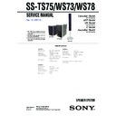Sony SS-TS75, SS-WS73, SS-WS78 Service Manual