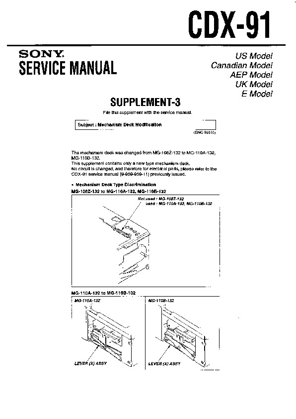 Sony Cdx 91 Serv Man4 Service Manual View Online Or Download